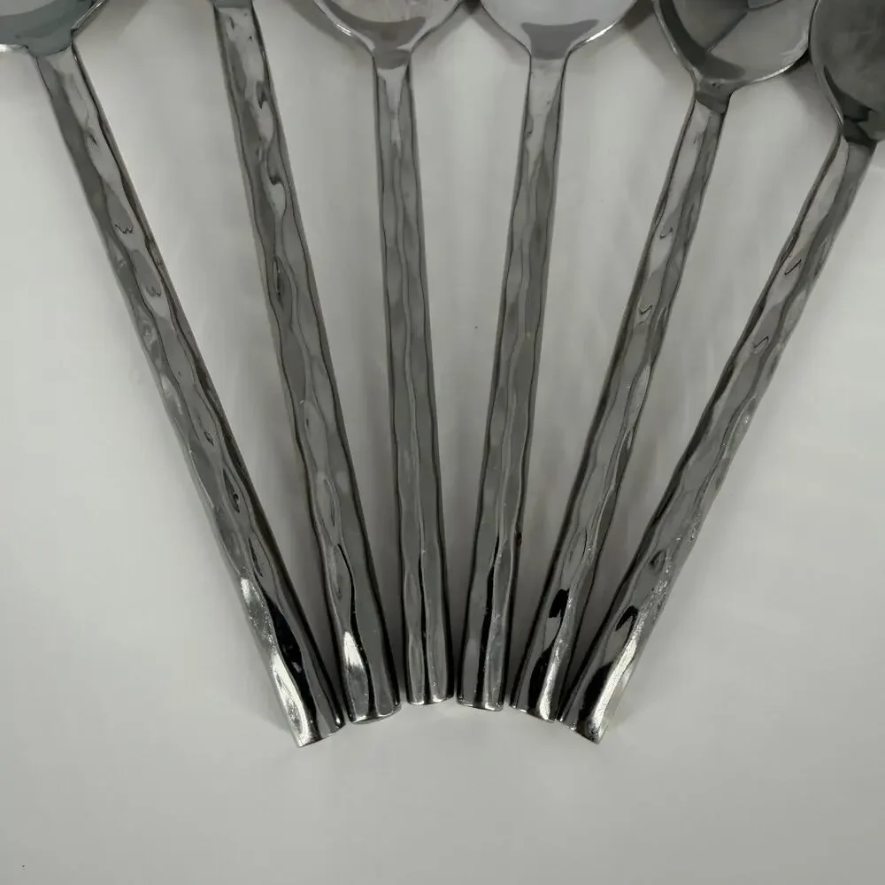 4+2X Spoons Pier One PII16 4 Teaspoons 2 Table Hammered Glossy 18/8 Stainless